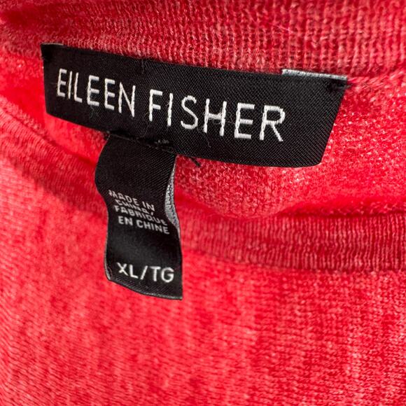 Eileen Fisher Sweater Womens XL Persimmon Red Tencel Alpaca Wool Blend Knit - Picture 2 of 6